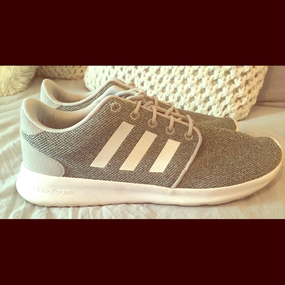 Woman’s grey and white cloud foam adidas